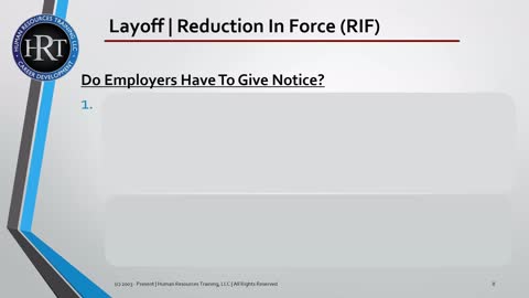 Layoffs / Reductions In Force Notification | Human Resources | HR Generalist Specialist | Clip 315