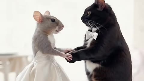 Can you imagine that cat and rat both dance.