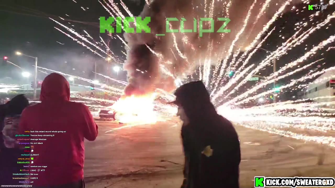 Sweatergxd sees a car on fire at LA Takeovers!
