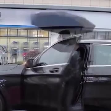 Automatic Umbrella with LED Flashlight Reflective Stripe Reverse Light Umbrella