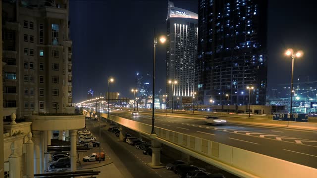 Driving at night in the pleasant city