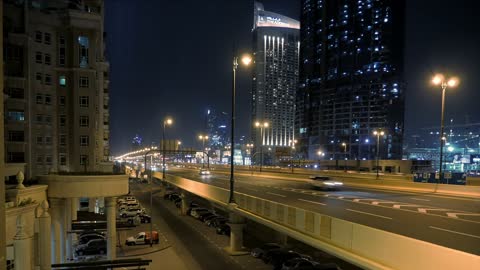 Driving at night in the pleasant city