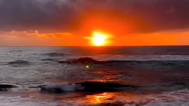 Sunrise or sunset on the beach