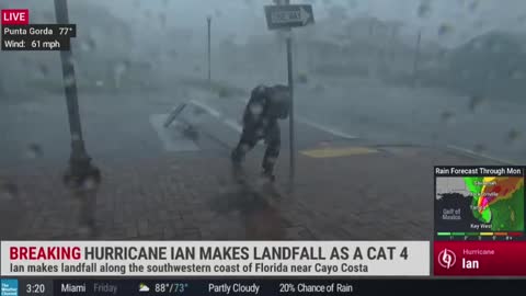 Reporter Has EXTREMELY Close Call With Flying Tree During Hurricane