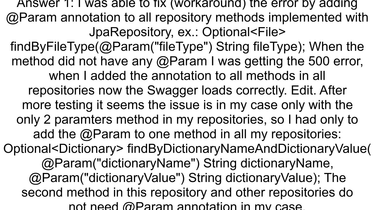 How to fix http 500 error when accessing v3apidocs in Spring Boot with springdocopenapistarterwebmv