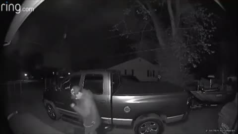 Guy Holding Handheld Vacuum Slips and Falls Down the Steps at Night