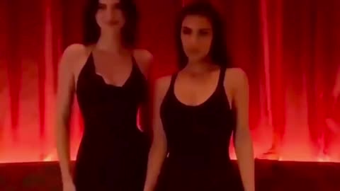 Kendall Jenner and Kim Kardashian at the opening of Komodo restaurant in Las Vegas.