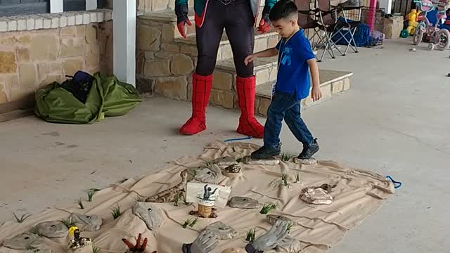 Cross the quicksand game with miles spin spider at a birthday party in Hempstead Texas w/ local hero