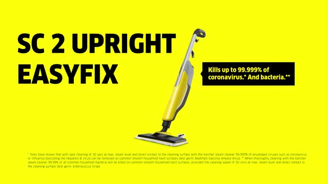 SC 2 Upright EasyFix Steam Mop, kills 99.999_ of enveloped viruses and bacteria
