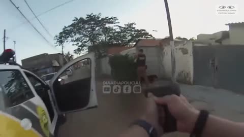 Brazil - shootout between Brazilian police vs thief during patrol