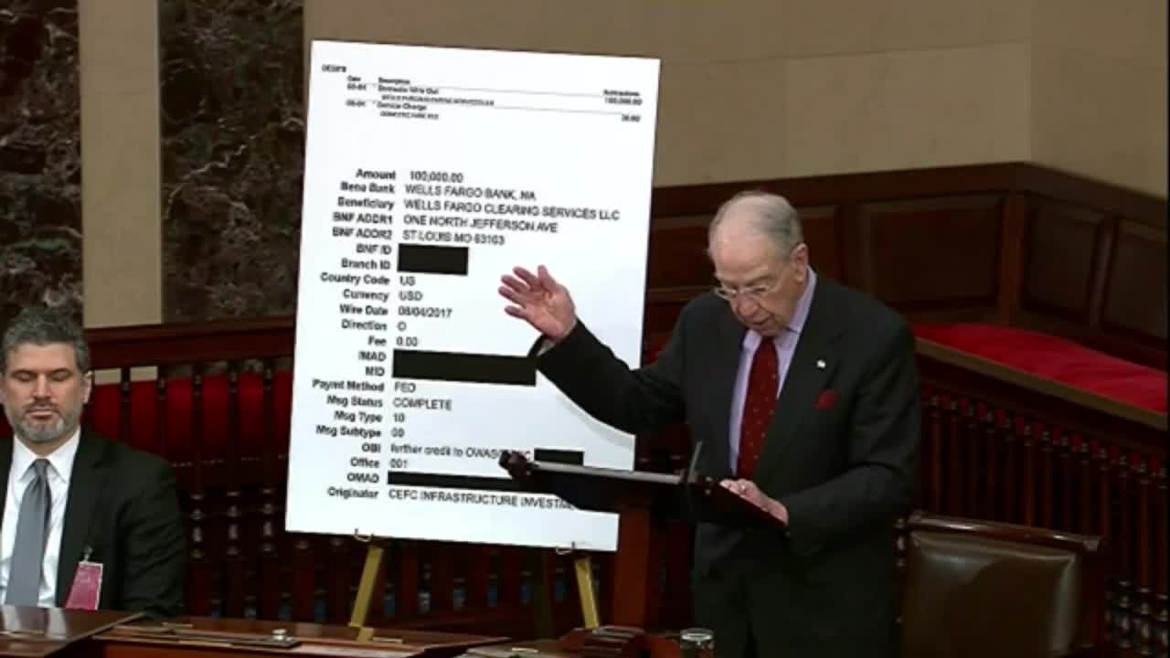 Sen. Grassley reveals financial dealings between the CCP, Hunter and James Biden on Senate Floor