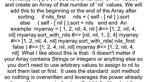 how to sort array in ruby if i have nil object inside array