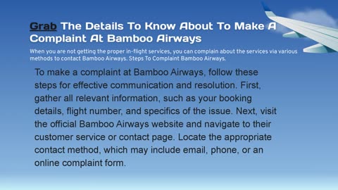 How To Make A Complaint At Bamboo Airways