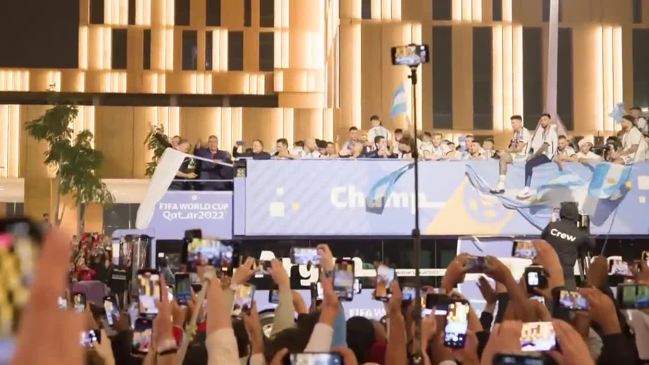 World Cup champions Argentina parade through Doha with trophy