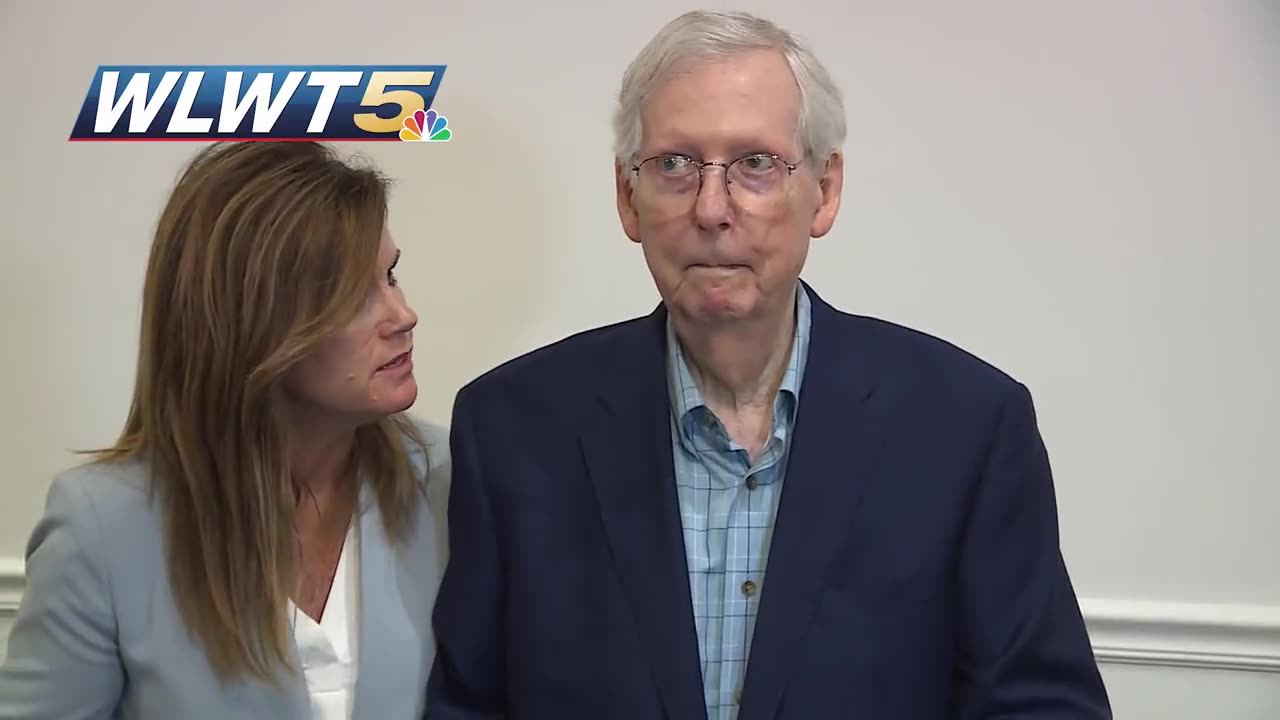 Bitch McConnell's senile brain freezes again on live TV.