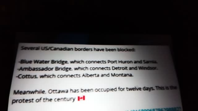 Canadian ,USA Truckers and protesters shut off 3 crucial Bridges to the USA.