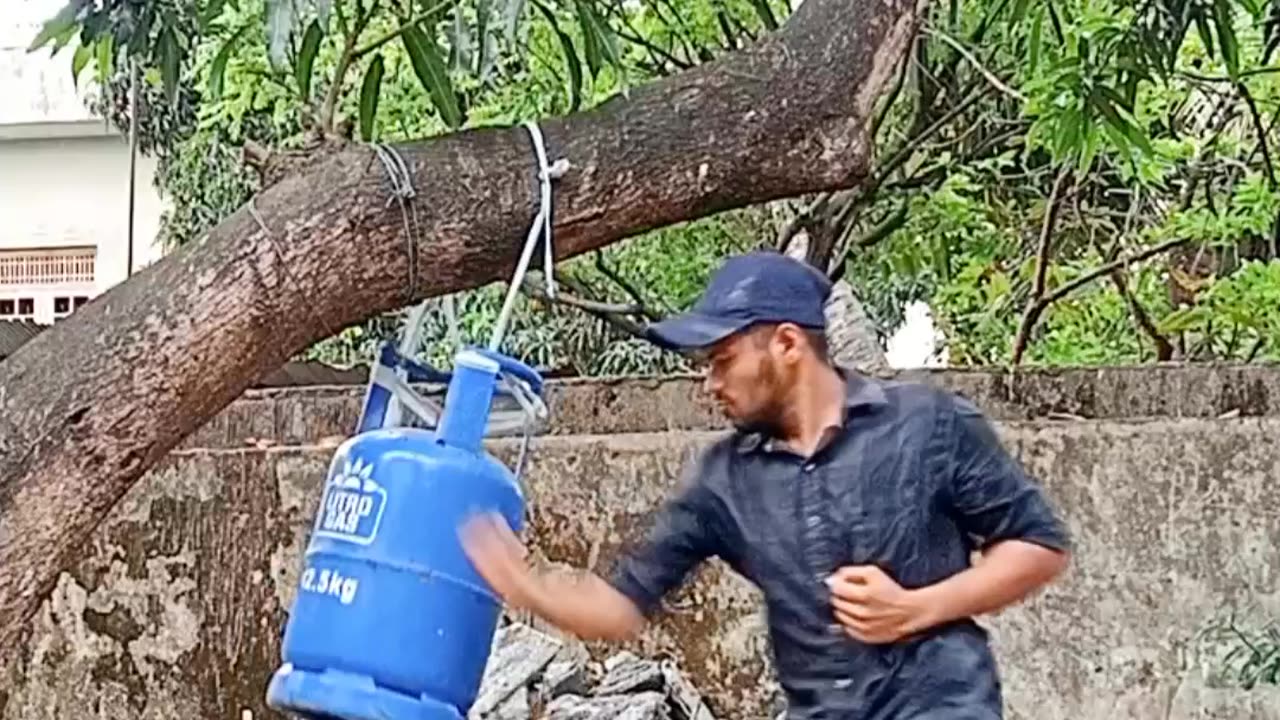 punching practice by gas cylinder