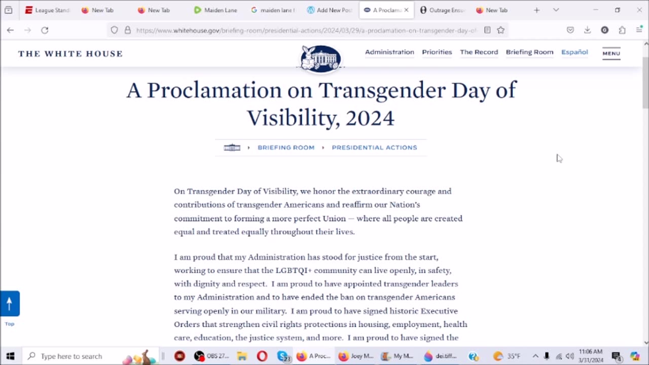 A Proclamation on Transgender Day of Visibility, 2024