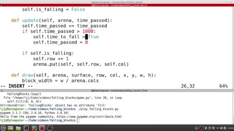 Python Tetris Part 6 (moving block)