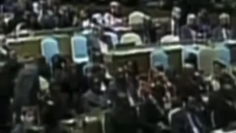Gaddafi 2009 asking in UN about assassination of President JFK