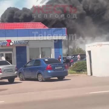 Belgorod in Russia was shelled. Tire changer shop is on fire