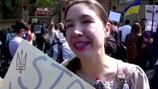 Ukrainians in Latin America protest Russia's invasion