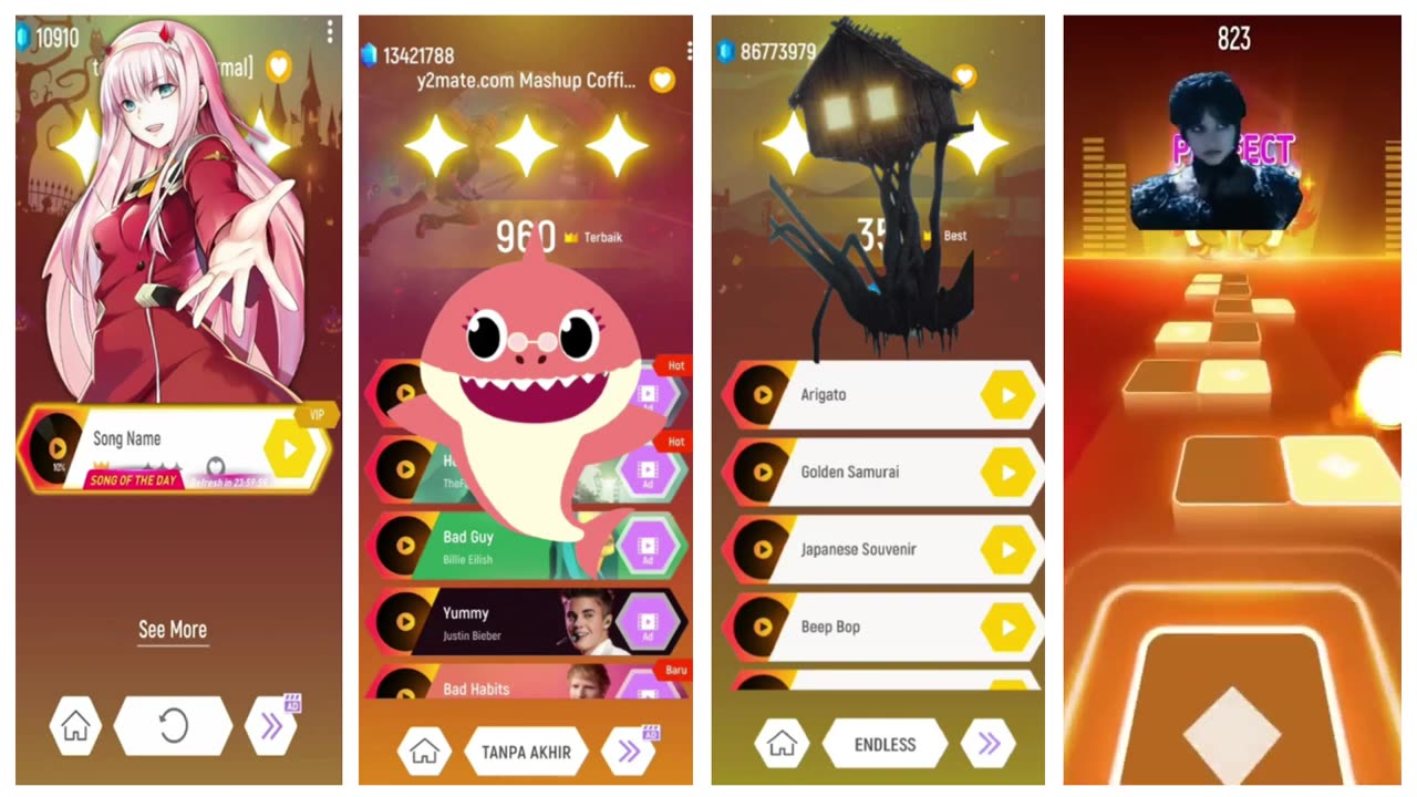 TOCA TOCA VS BABY SHARK VS HOUSE HEAD VS WEDNESDAY ADDAM TILES HOP