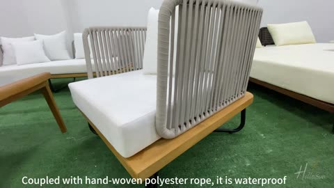 Outdoor furniture｜Outdoor leisure teak rope sofa👈🏻
