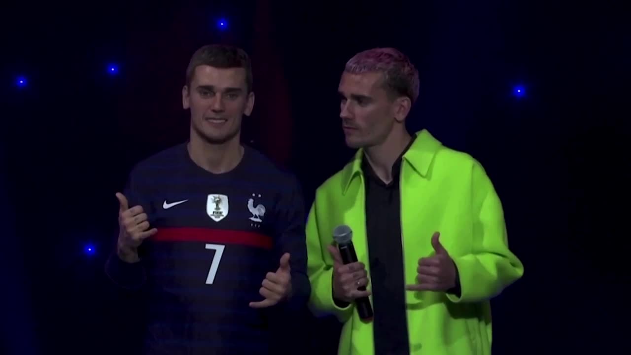 French soccer star Griezmann meets his wax double