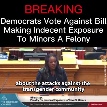 Democrats Speaking out against a Bill Making Exposing yourself to Minors a Felony