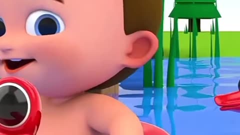 Cute baby jumping on pond funny video