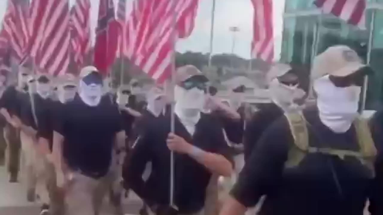 A group called the Patriot Front are have been spotted marching down in