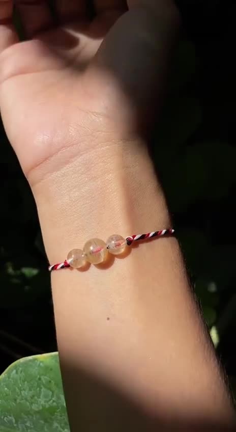 Balinese Tridatu Aura Prosperity Bracelet with Sedana Hair Stone - Charm for Confidence & Abundance
