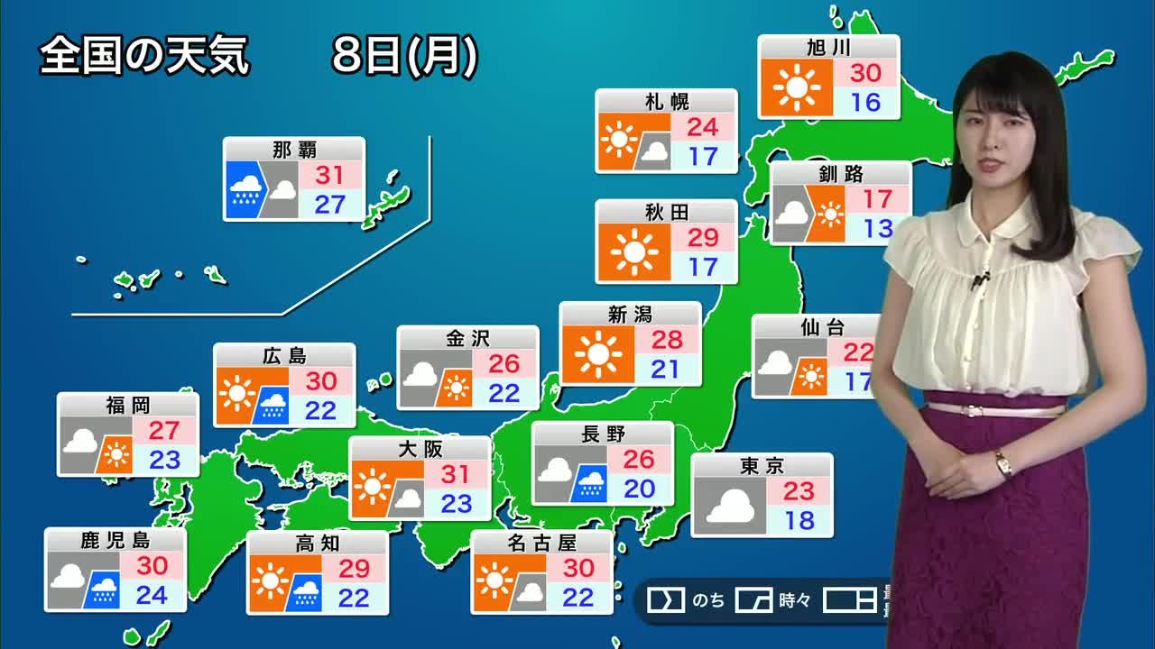 お天気キャスター解説 あす7月8日(月)の天気