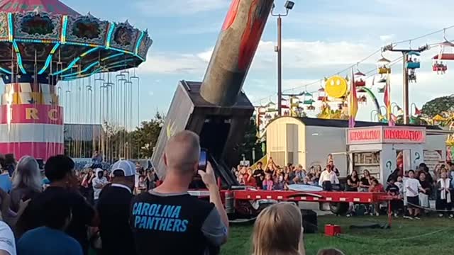 Watch a man being shot like a cannon ball!!