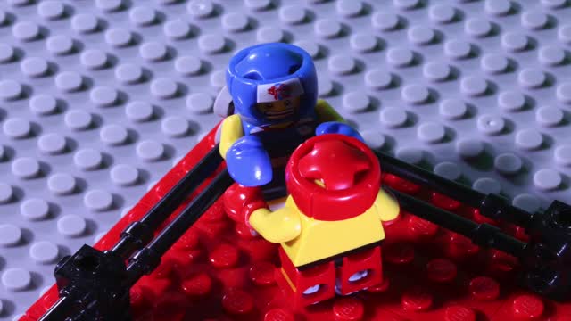 Blue vs Red Boxing Match - Lego Stop Motion Battle