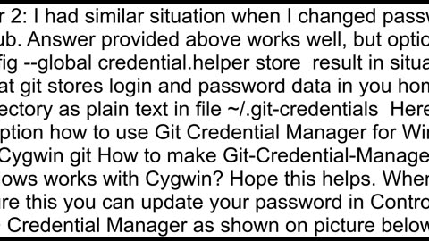 How to configure Cygwin git for twofactor authentication at githubcom