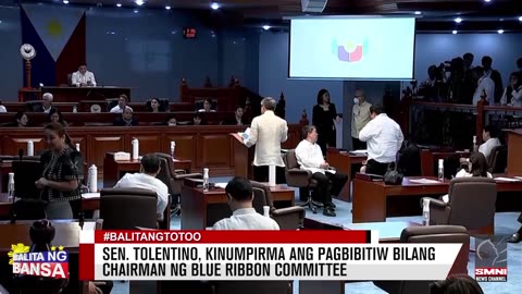 Sen. Tolentino, kinumpirma ang pagbibitiw bilang chairman ng Blue Ribbon Committee
