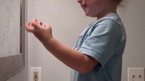 Naughty 2 y/o fella blooms with joy after being allowed to say bad words in bathroom