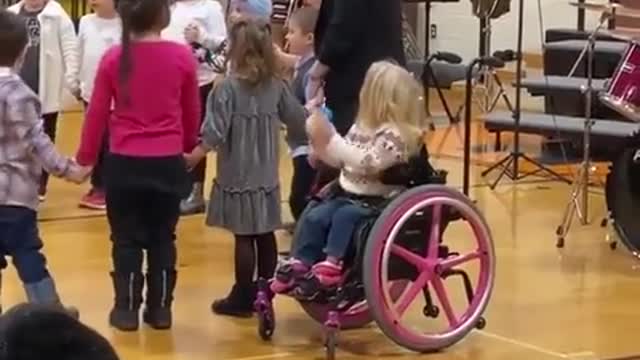 Teacher ignores this precious little girl in the wheelchair, not allowing her to participate!