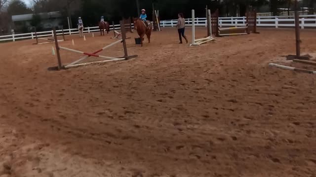 Anne at horse riding lesson