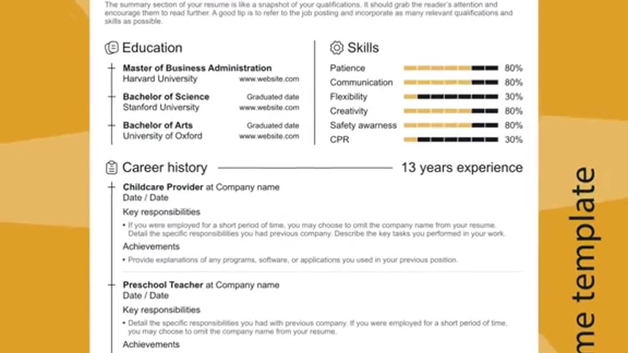 Childcare Provider resume template | FinishResume.com #resume #microsoftword #template