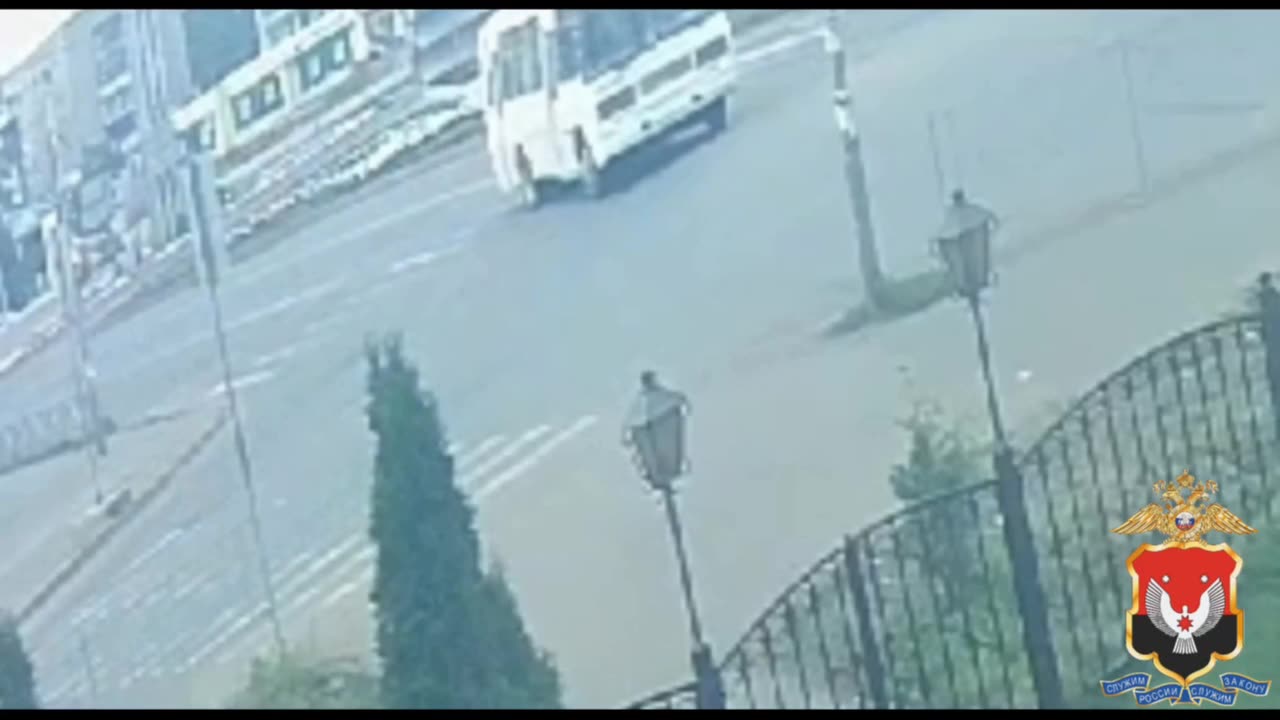 Woman Catching the Bus in Russian City of Udmutria
