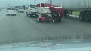 Shredded highway tarp