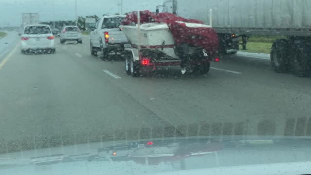 Shredded highway tarp