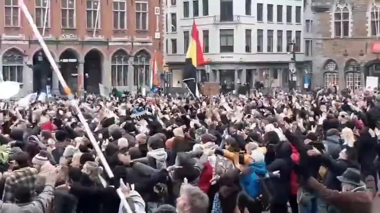 Bruges Belgium - protesting today for Freedom over mandates and tyranny