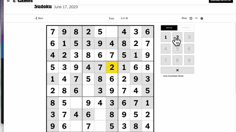 Sudoku 2023-06-17 easy. Featuring my wife :)