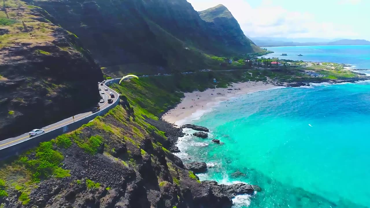 4K FLYING OVER HAWAII - Amazing Beautiful Nature Scenery with Relaxing Music - 4K VIDEO ULTRA HD