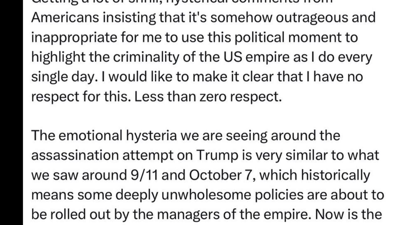 Americans hysterical about Trump’s “Ear Boo Boo” - Scott Ritter replies to Caitlin Johnstone\