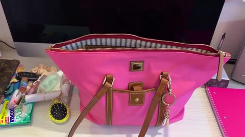 What's in my Pink Dooney & Bourke Camden Nylon Large Zip Tote